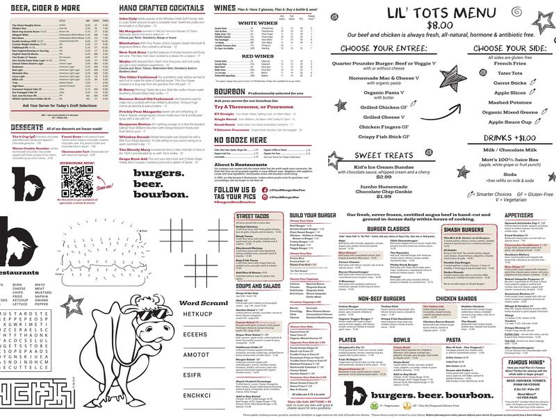 Plan b Glastonbury Menu