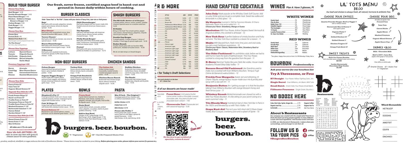 Plan B Burger Bar - Simsbury Menu
