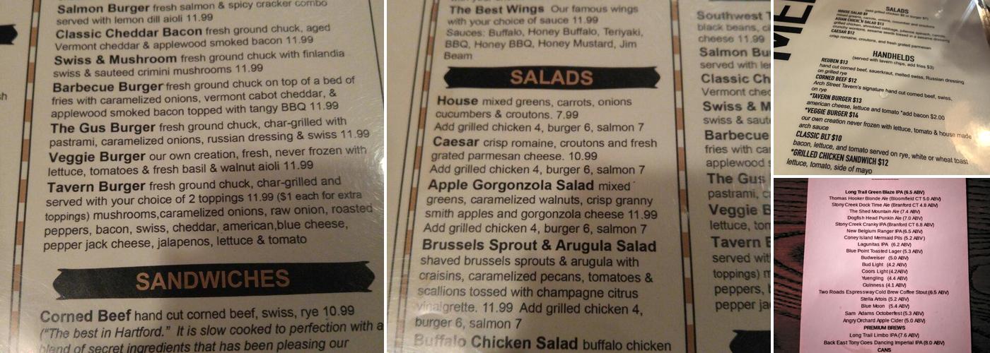 Arch Street Tavern Menu