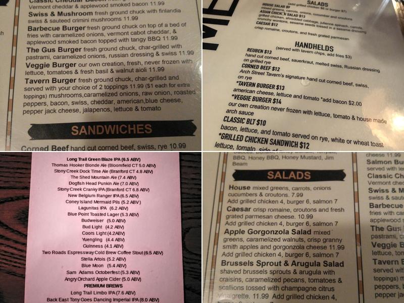 Arch Street Tavern Menu