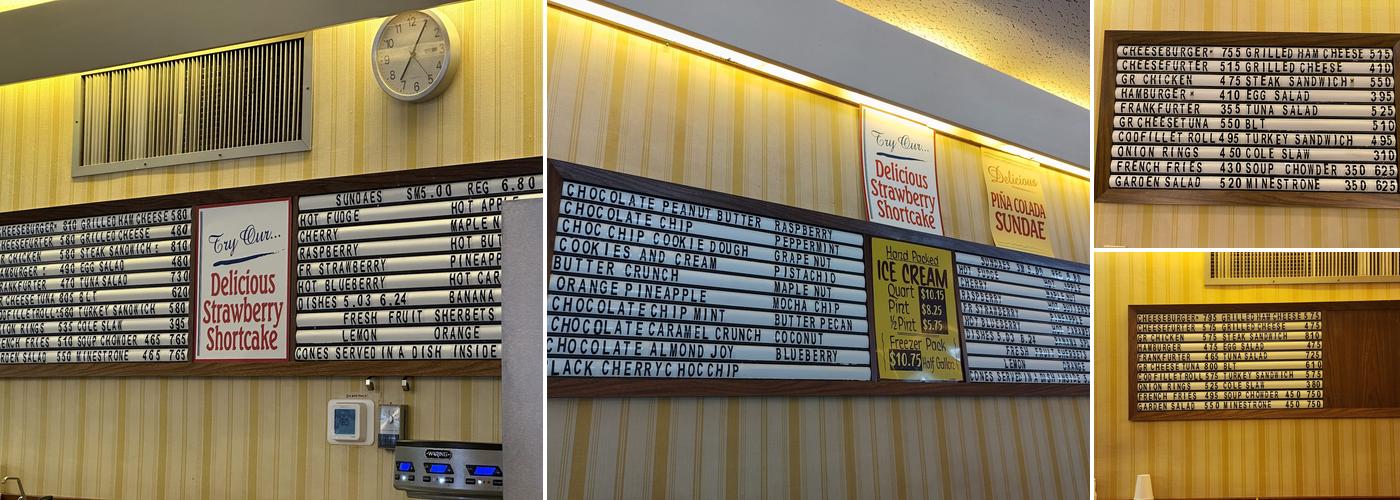 Shady Glen Restaurant and Ice Cream Parlor Menu