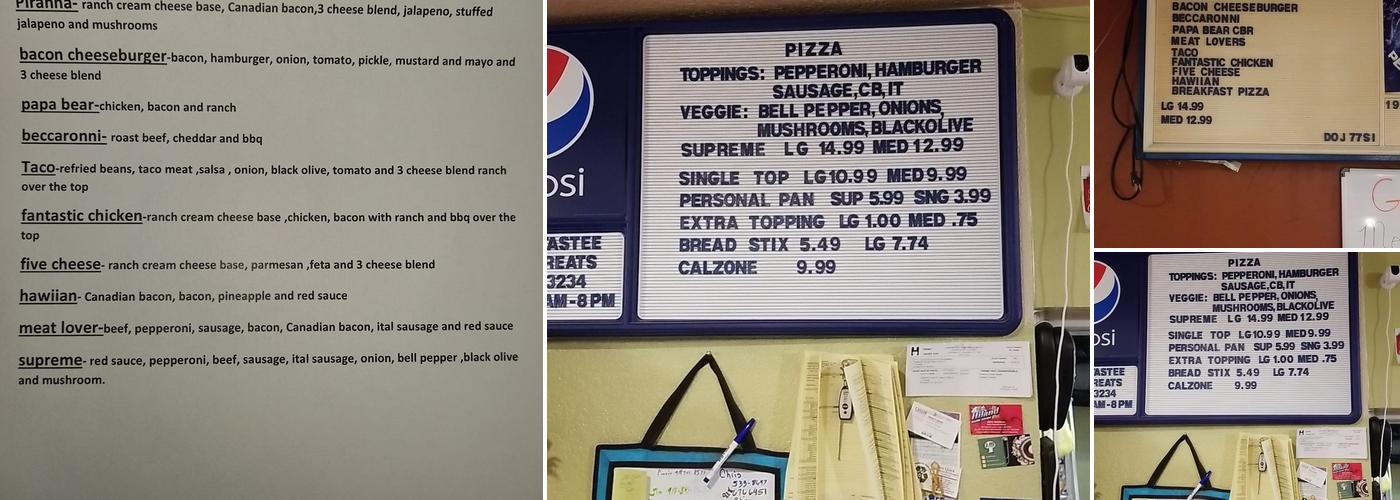 Turner's Tastee Table Treats Menu