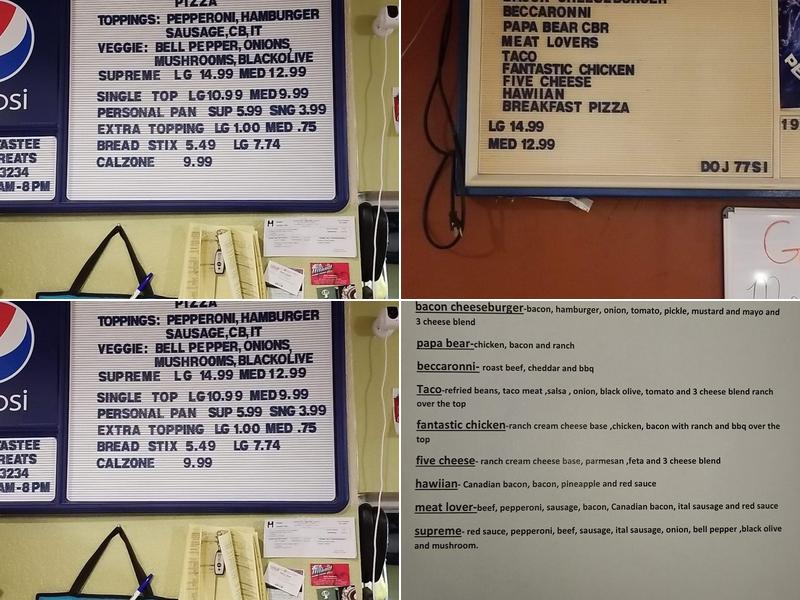 Turner's Tastee Table Treats Menu