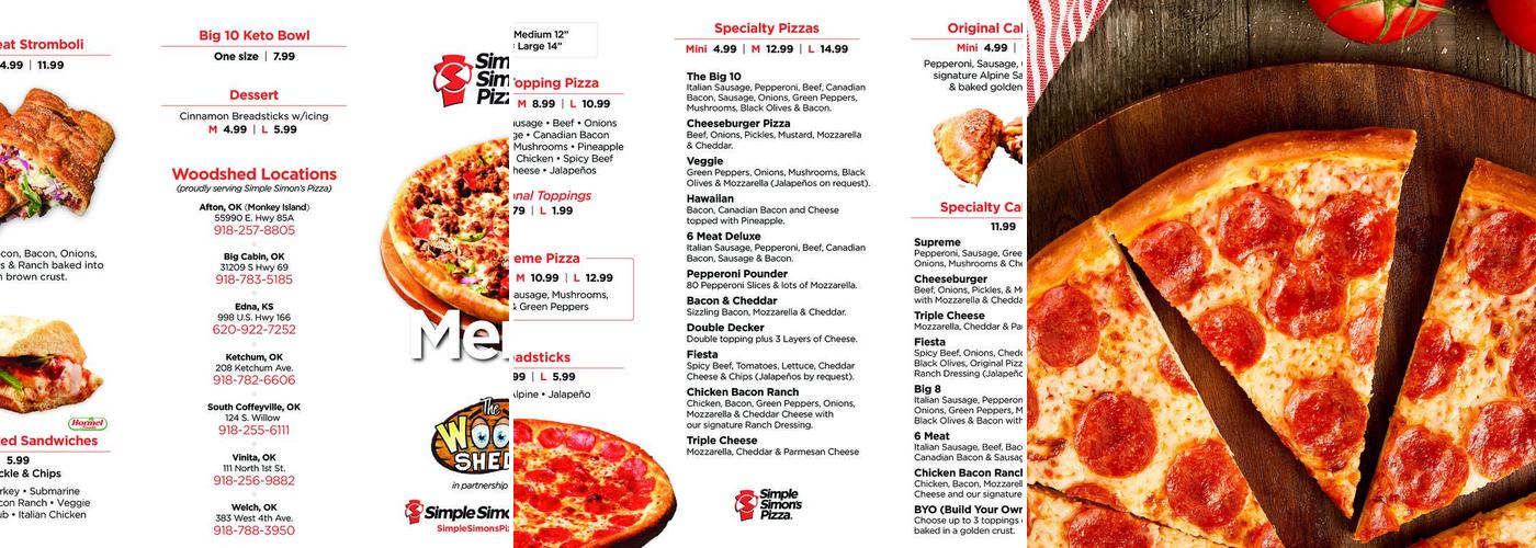 Simple Simon's Pizza Menu