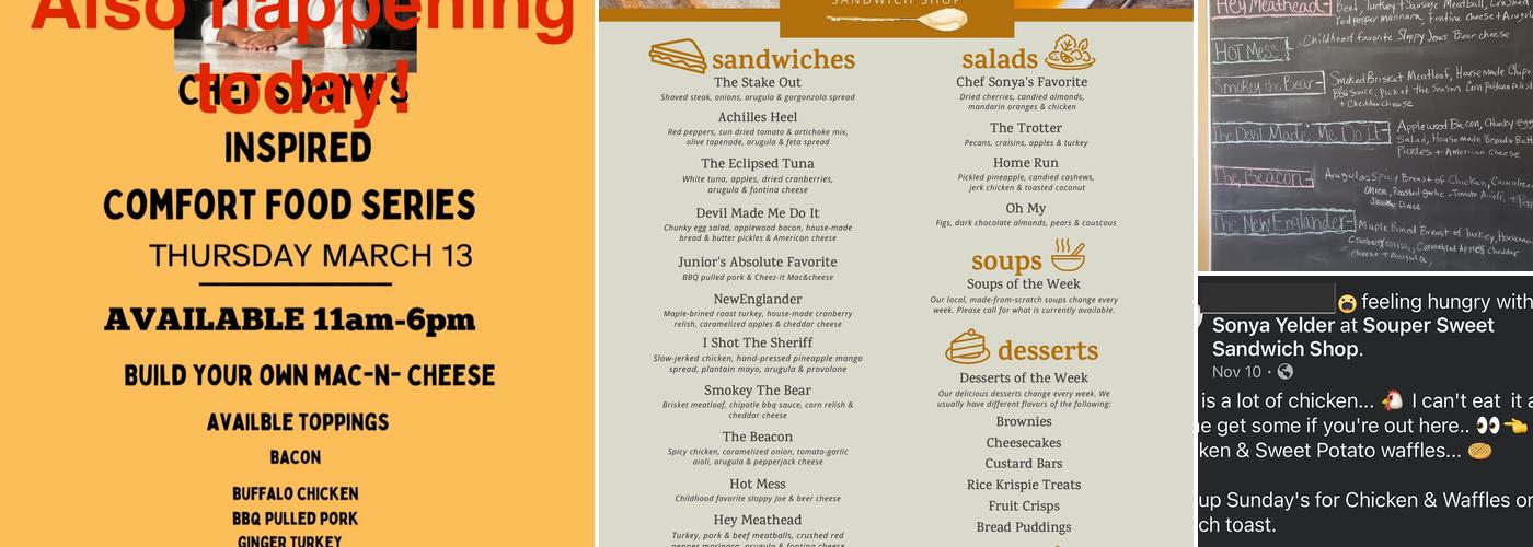 Souper Sweet Sandwich Shop Menu