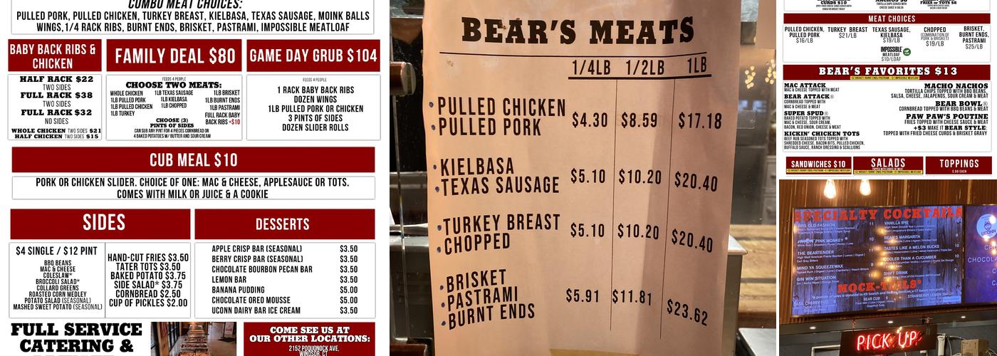 Bear's Smokehouse Barbecue Menu