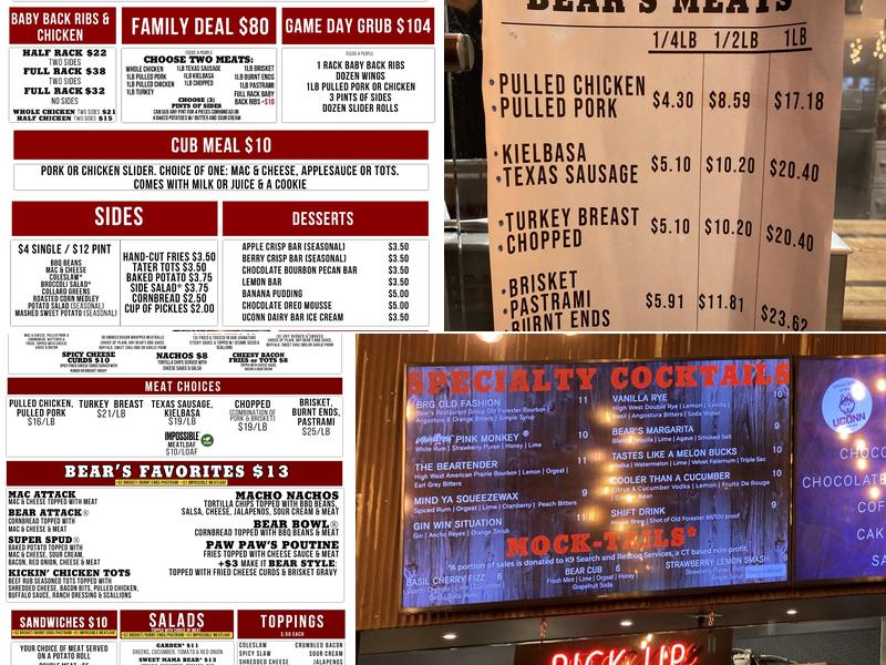 Bear's Smokehouse Barbecue Menu