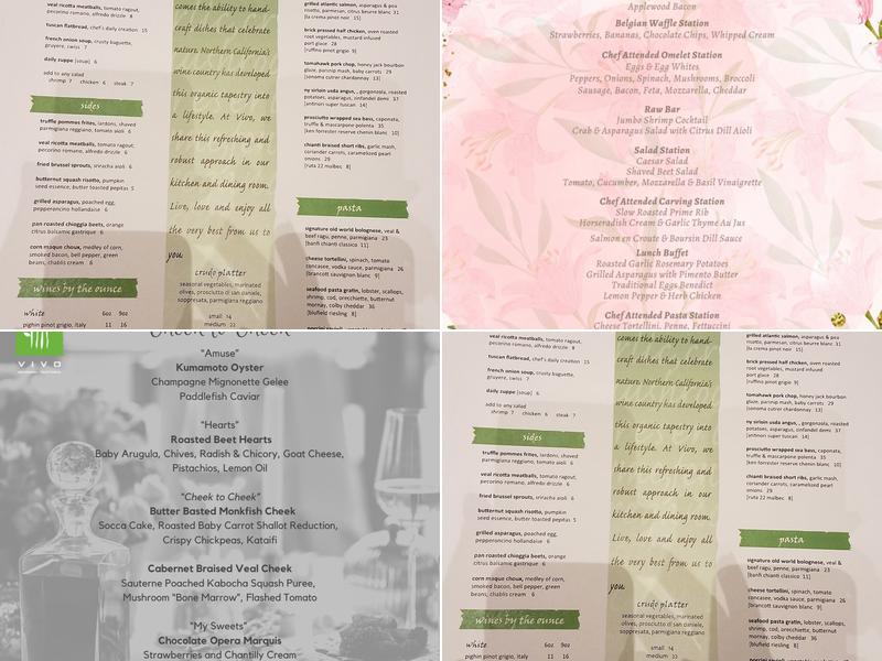 Vivo Seasonal Trattoria Menu