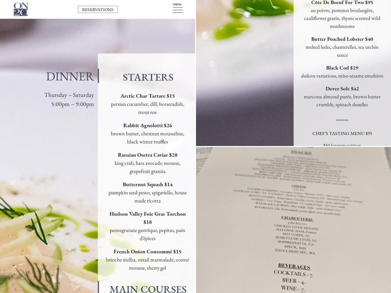 ON20 Menu