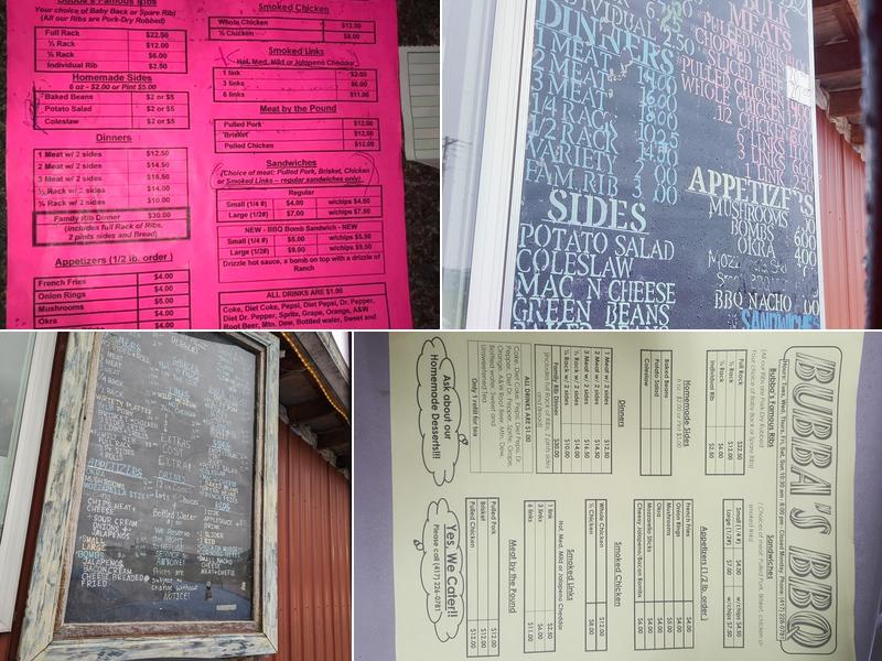 Bubbas Bbq Menu
