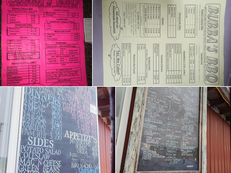 Bubbas Bbq Menu