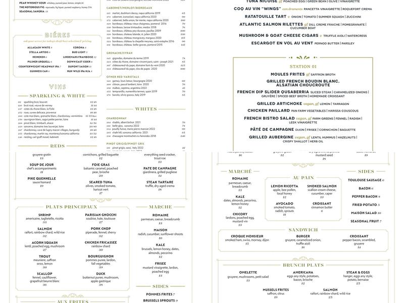 Avert Brasserie Menu