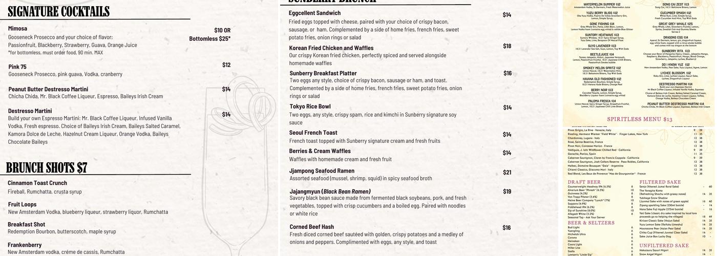 Sunberry Restaurant and Bar Menu
