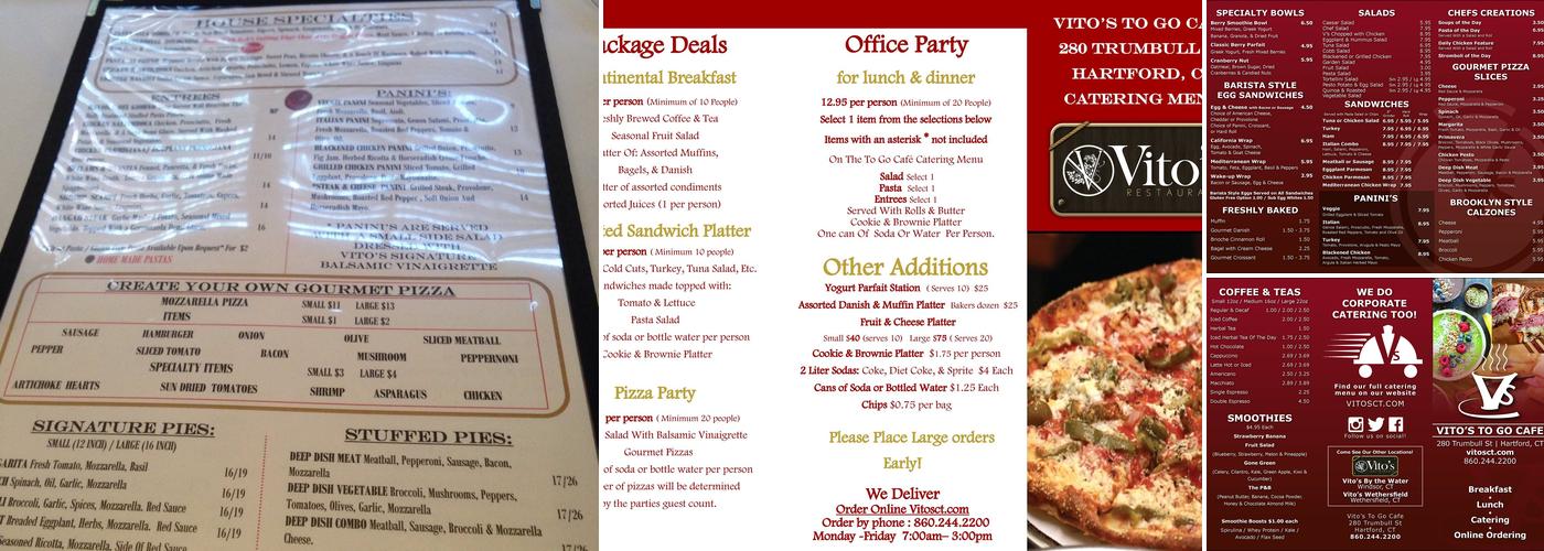 Vito's To Go Cafe Menu