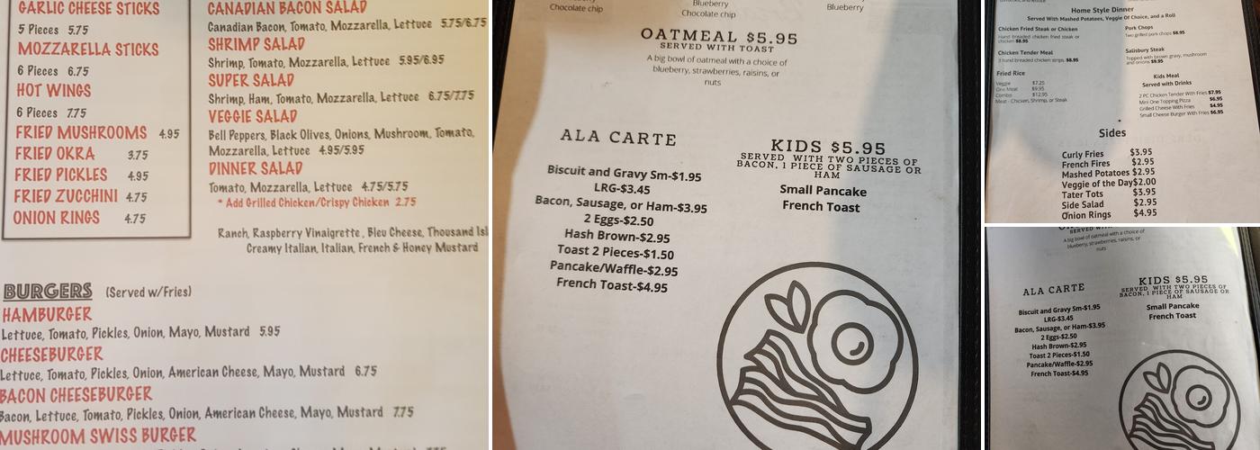 Jake's Cafe Menu