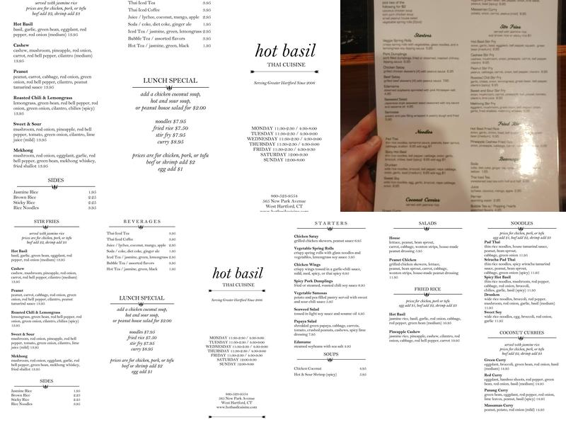 Hot Basil Thai Cafe Menu