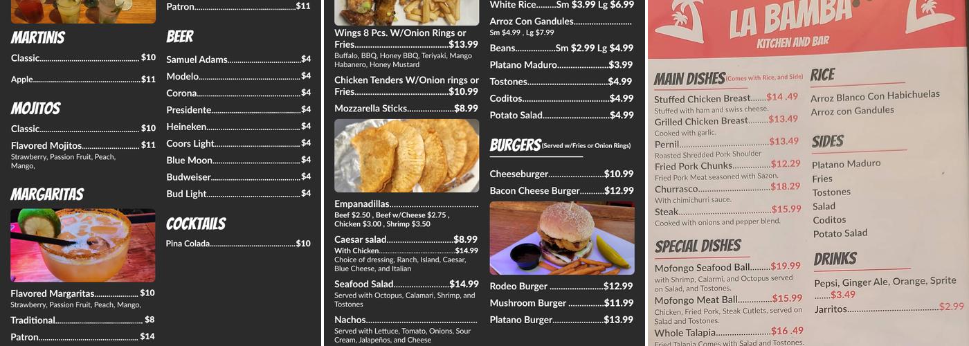 La Bamba Kitchen & Bar Menu