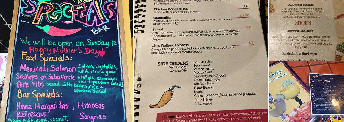 Monterrey Mexican Restaurant Menu