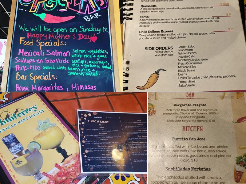 Monterrey Mexican Restaurant Menu