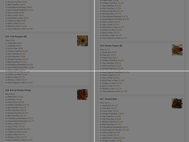 New World Chinese Restaurant Menu