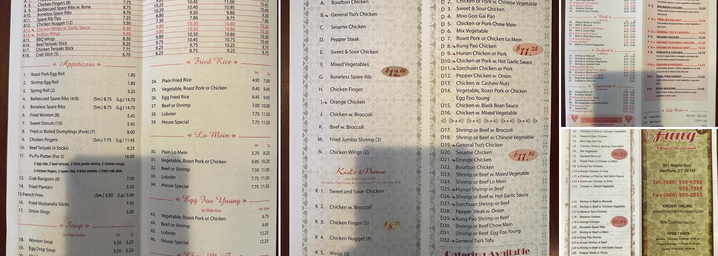 Fung Chinese Restaurant Menu
