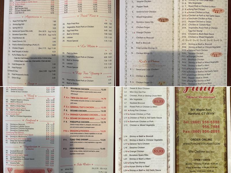 Fung Chinese Restaurant Menu