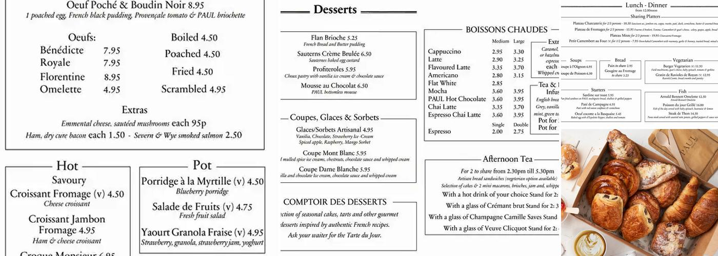 PAUL Hampstead Menu