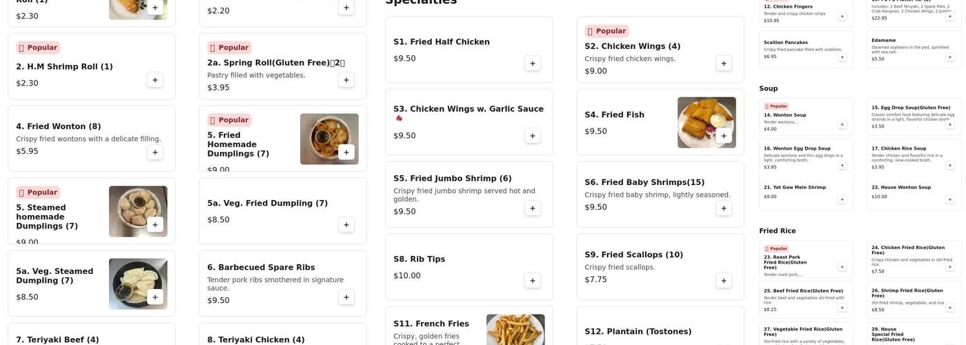 Wang's Kitchen Menu
