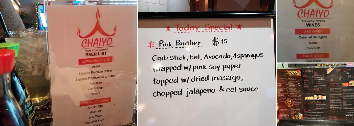 Chaiyo Sushi & Thai Menu