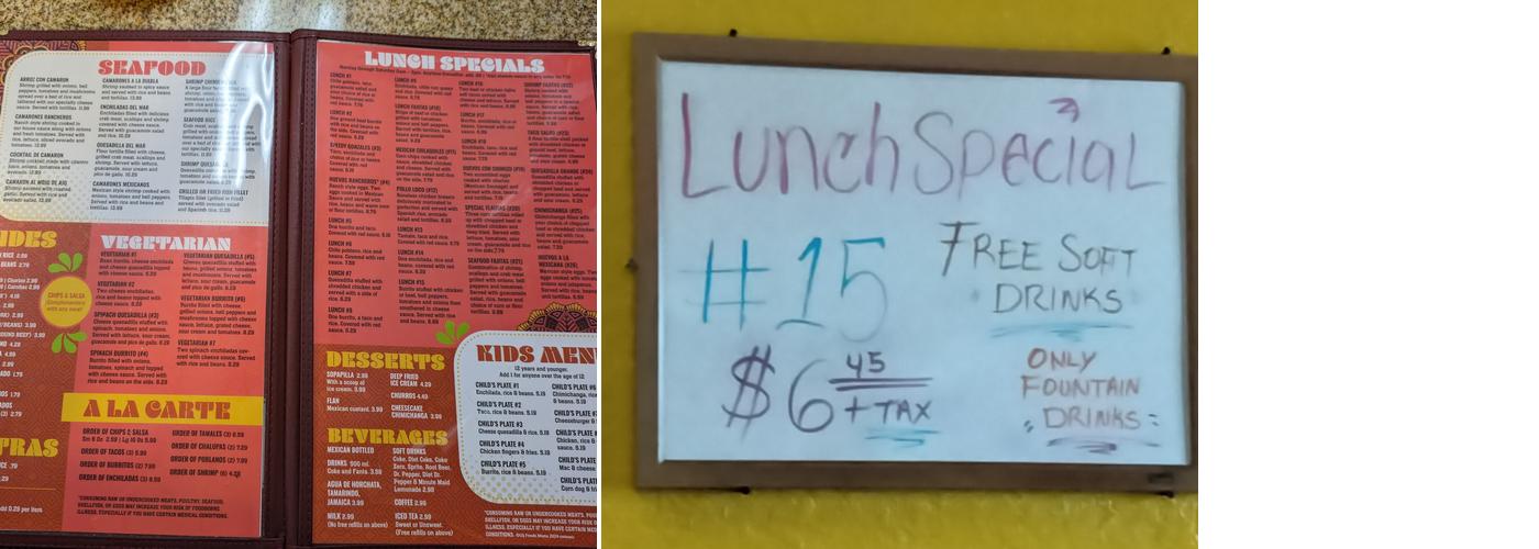 Con Sabor a México Menu