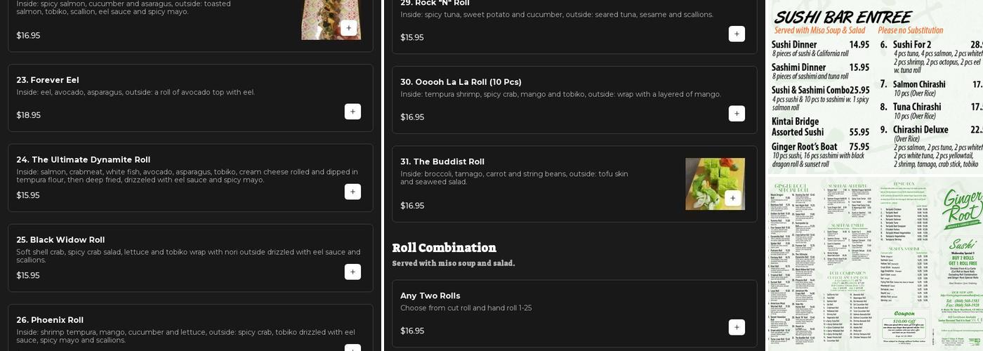 Ginger Root Restaurant Menu