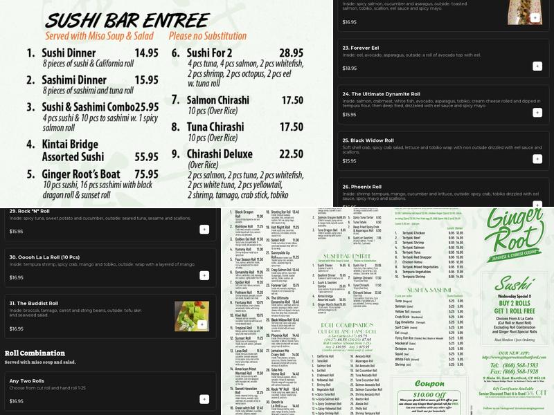 Ginger Root Restaurant Menu