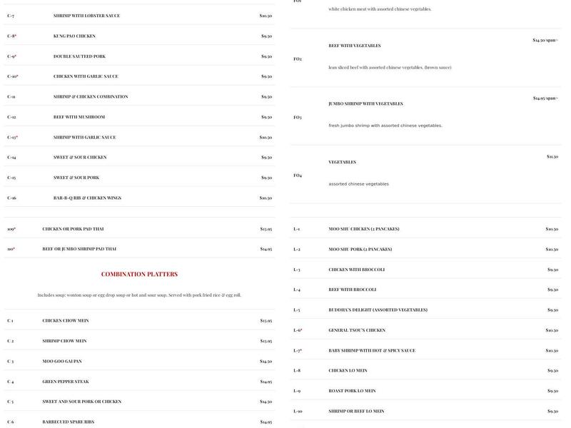 Wang Palace Menu