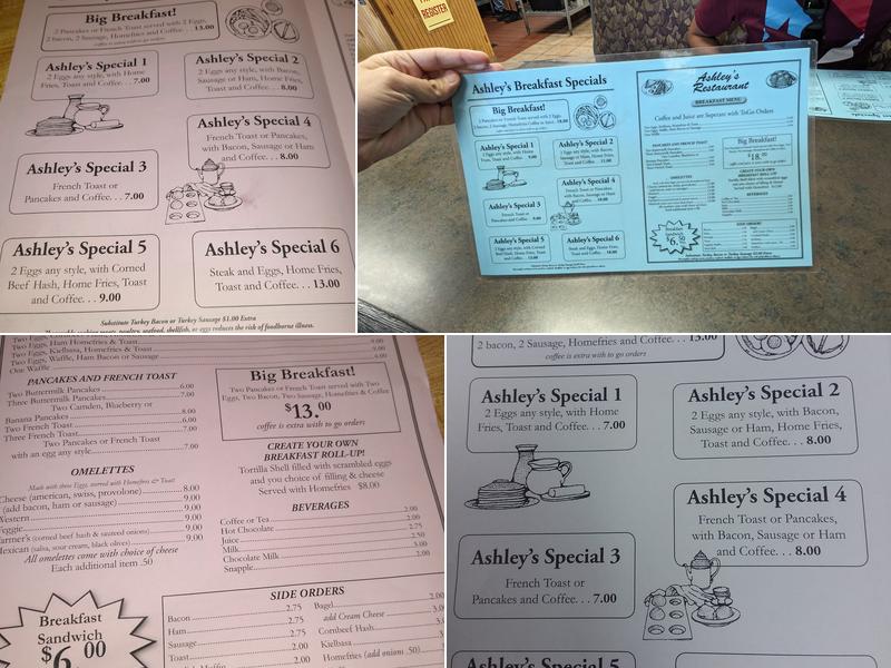 Ashley's Restaurant Menu