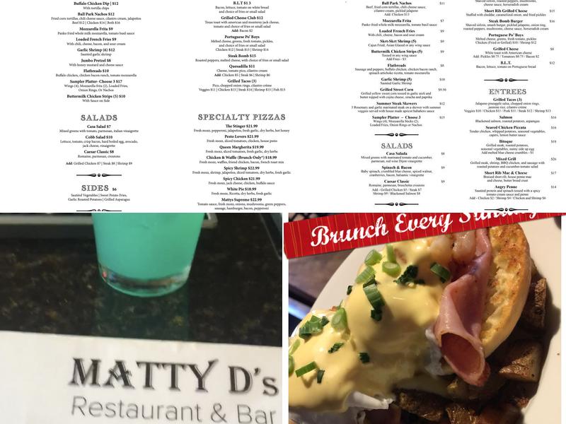 Matty D's Restaurant & Bar Menu