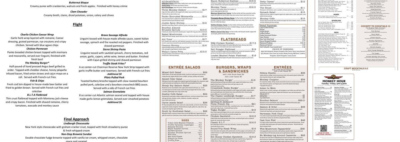 The Flying Monkey Grill & Bar Menu