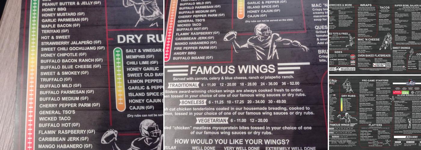 Sliders Grill & Bar - Plainville, CT Menu