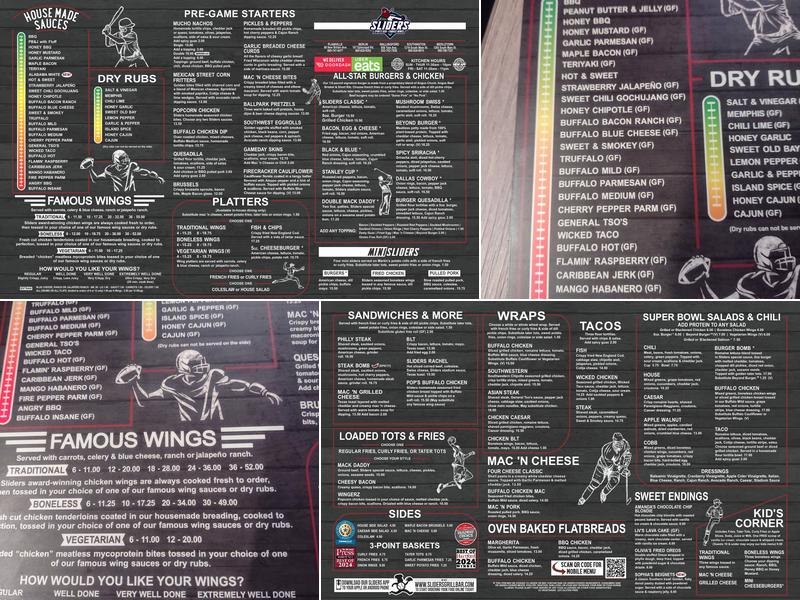 Sliders Grill & Bar - Plainville, CT Menu