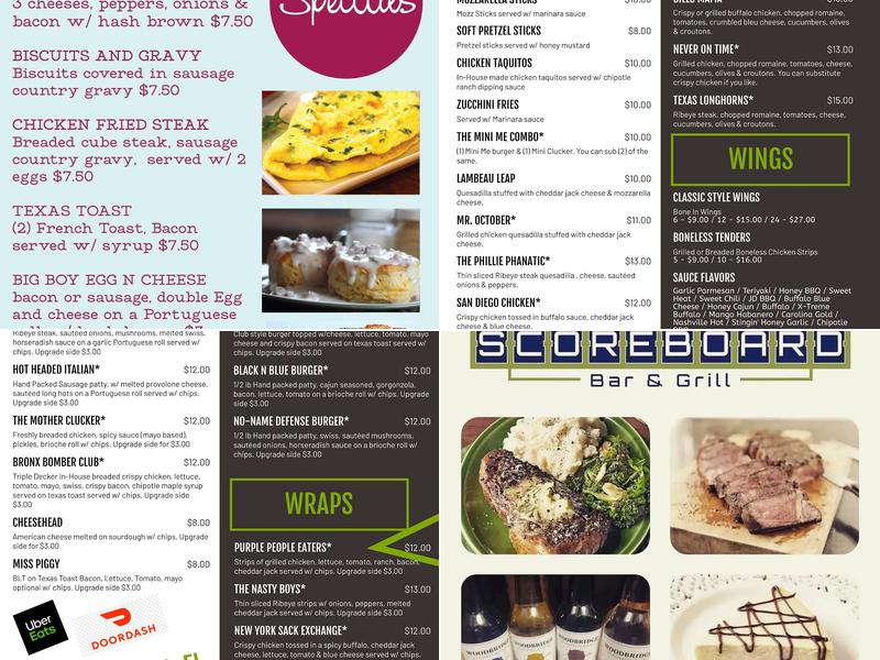 Scoreboard Bar & Grill Menu