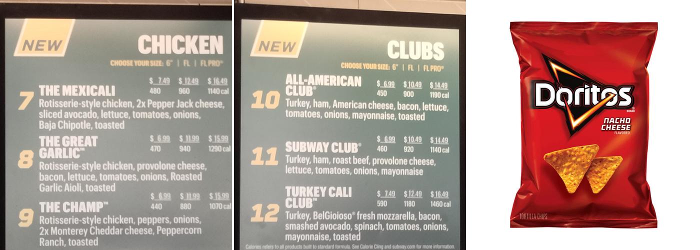 Subway Menu