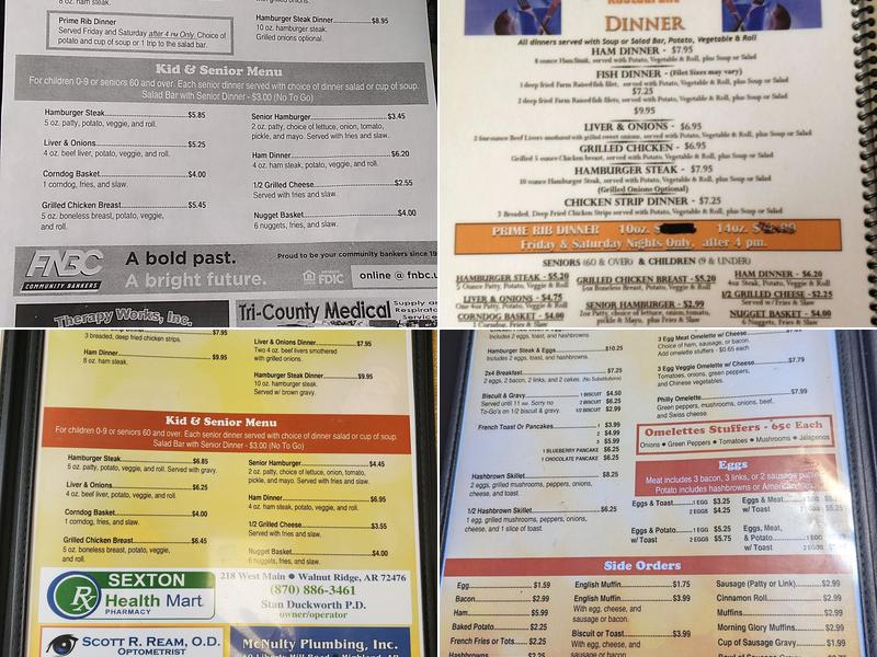 Carol's Lakeview Restaurant Menu