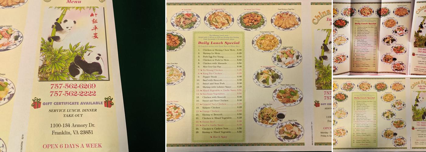China Express Restaurant Menu