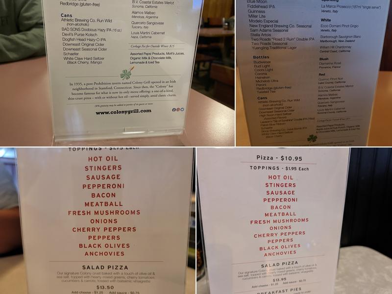 Colony Grill - Stamford Menu