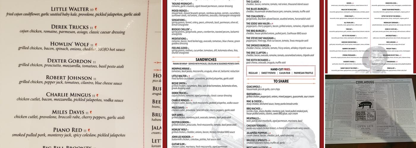 COALHOUSE PIZZA Menu