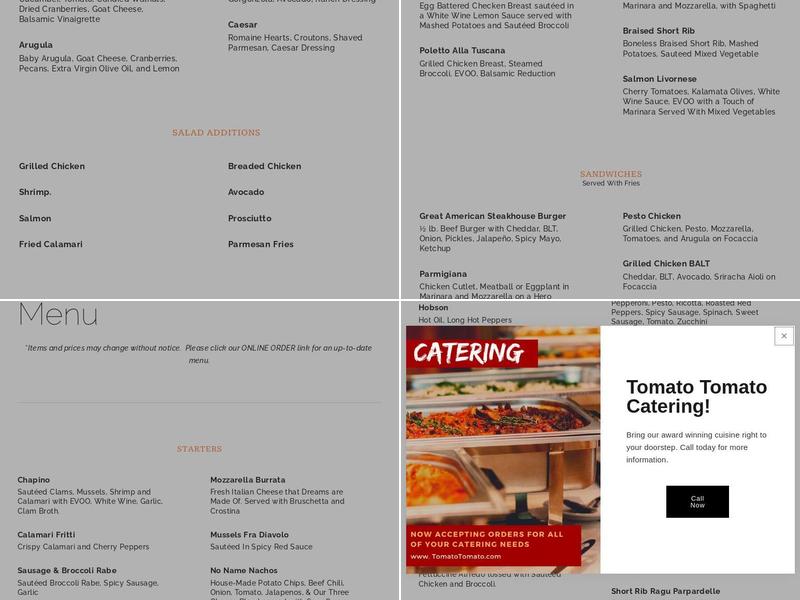 Tomato Tomato Menu