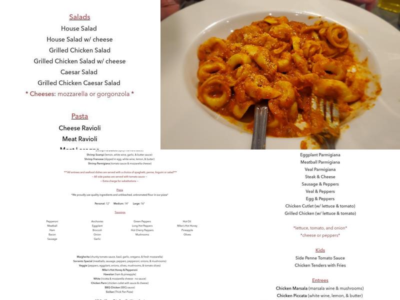 Sorrento Pizzeria & Restaurant Menu