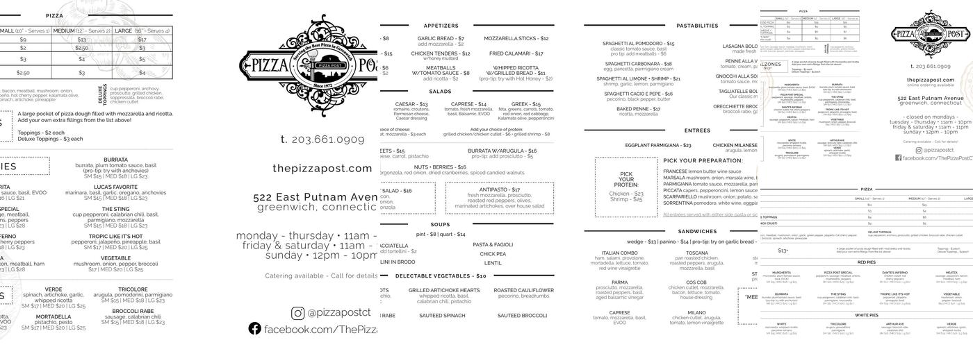 Pizza Post Menu