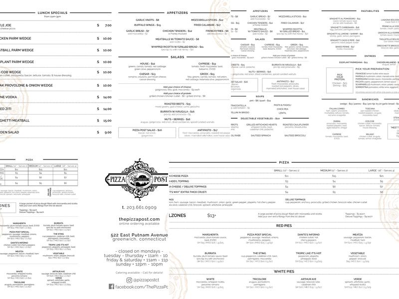 Pizza Post Menu