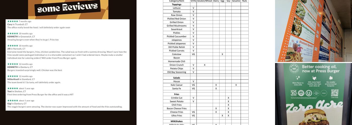 Press Burger NEW CANAAN Menu