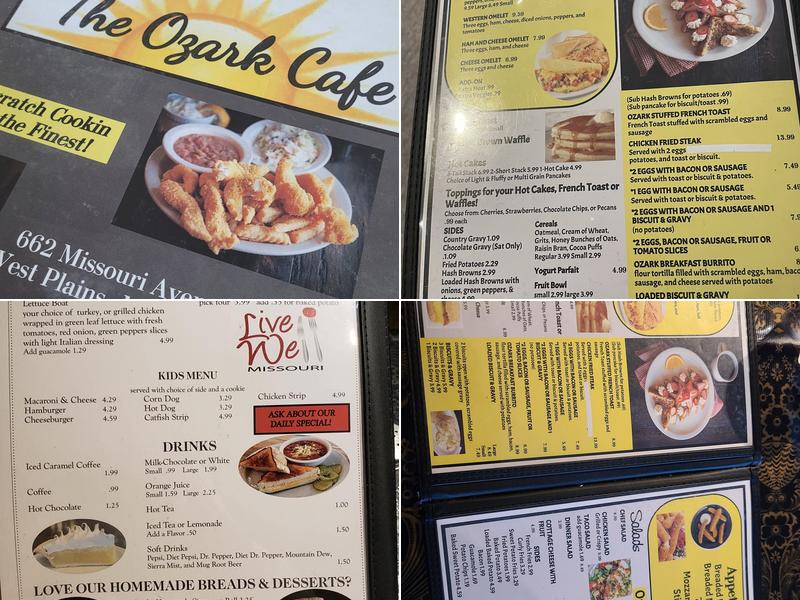 Ozark Cafe Menu